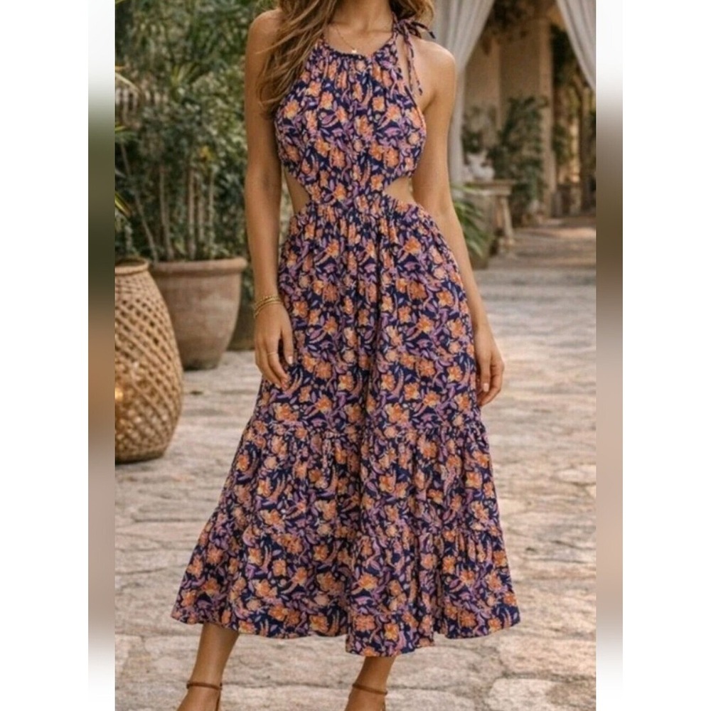 J Crew Maxi Dress Women's Large Floral Preppy Boho Tomato Girl Soft Girl